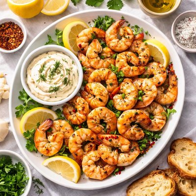 Image of Broiled Shrimp with Herbed Mayonnaise