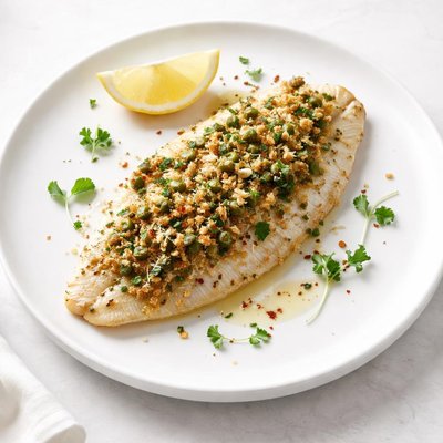 Image of Broiled Sole with Parmesan Olive Topping