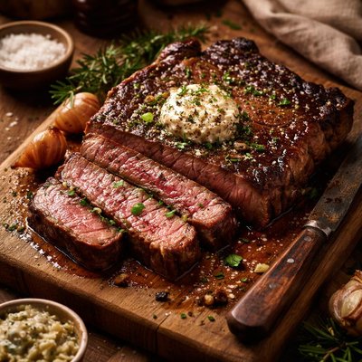 Image of Broiled Steak with Shallot Butter