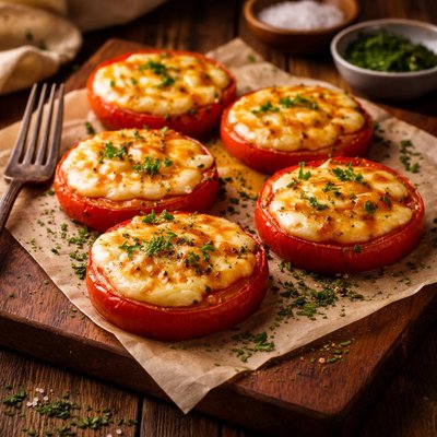 Image of Broiled Tomato Slices with Gouda Cheese