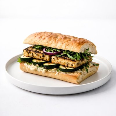 Image of Broiled Za Atar Tofu and Zucchini Sammich