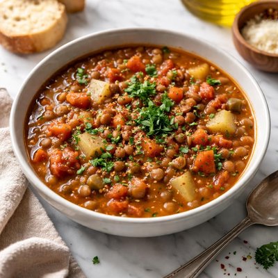 Image of Brown Lentil and Vegetable Soup