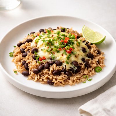 Image of Brown Rice and Beans with Cheese and Chilies