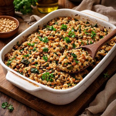 Image of Brown Rice and Pine Nut Casserole