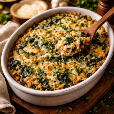 Image of Brown Rice and Spinach Casserole