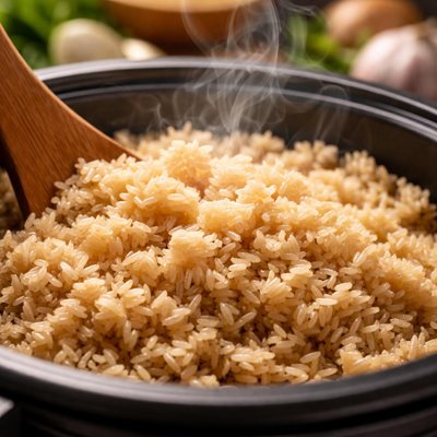 Image of Brown Rice in the Rice Cooker