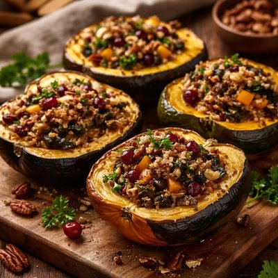 Image of Brown Rice Veggie Stuffed Acorn Squash