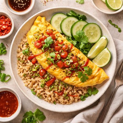 Image of Brown Rice with Omelet
