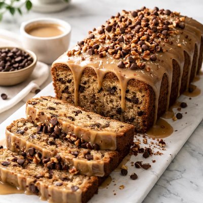 Image of Brown Sugar Chocolate Chip Pound Cake Maple Espresso Glaze