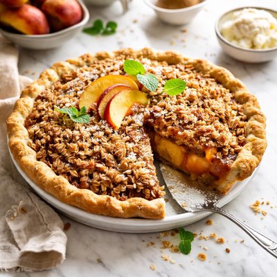 Image of Brown Sugar Peach Pie with Coconut Streusel