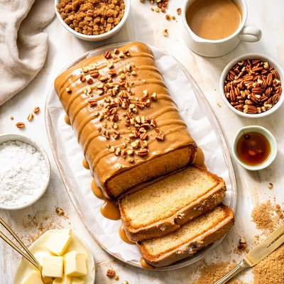 Image of Brown Sugar Pound Cake with Creamy Warm Brown Sugar Glaze
