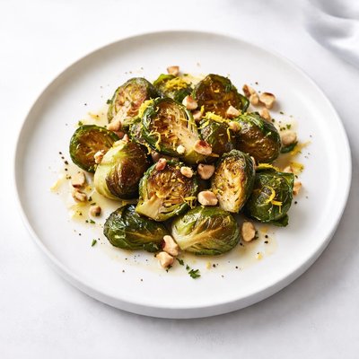 Image of Browned Brussels Sprouts with Hazelnuts Lemon
