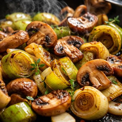 Image of Browned Leeks and Mushrooms