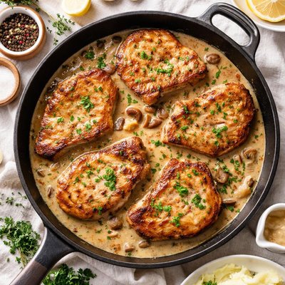 Image of Browned Pork Chops with Gravy