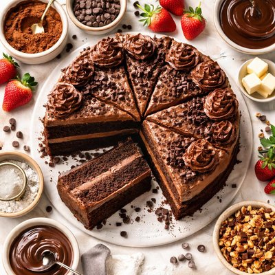 Image of Brownie Fudge Layer Cake Light