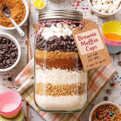 Image of Brownie Muffin Cups Gift Mix in a Jar
