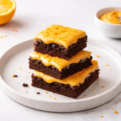 Image of Brownies with Orange Icing Frosting