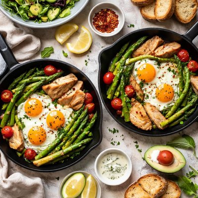 Image of Brunch Special Eggs with Asparagus and Chicken