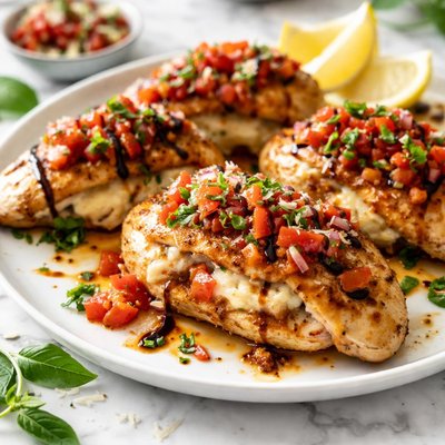 Image of Bruschetta Cheese Stuffed Chicken Breasts