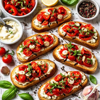Image of Bruschetta with Roasted Sweet Red Peppers