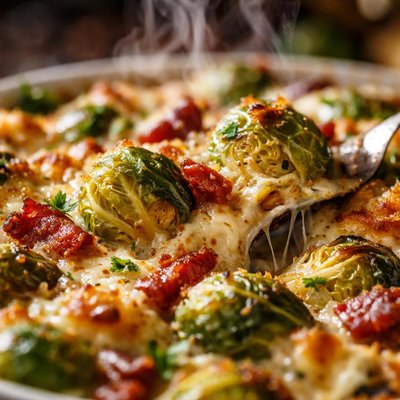 Image of Brussels Sprout and Bacon Gratin