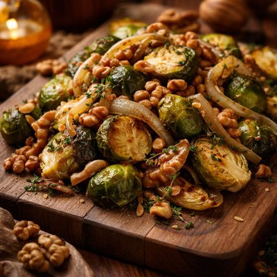 Image of Brussels Sprouts and Walnuts with Fennel and Shallots