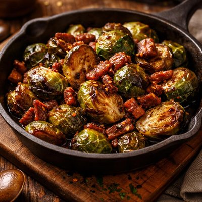 Image of Brussels Sprouts in a Balsamic Glaze with Pancetta