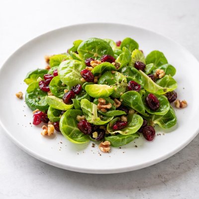 Image of Brussels Sprouts Leaves W Dried Cranberries Toasted Walnuts