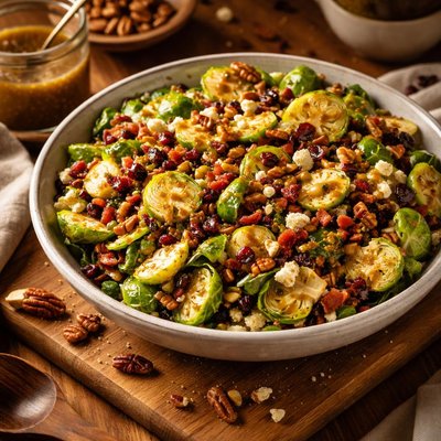 Image of Brussels Sprouts Salad with Maple Mustard Dressing