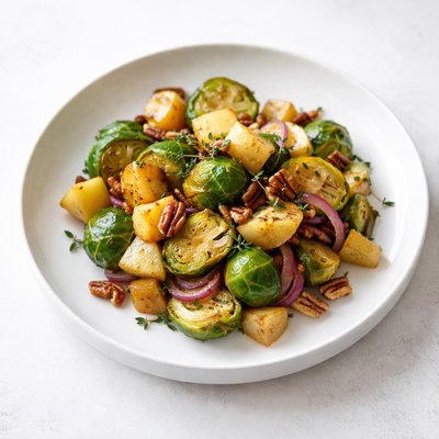 Image of Brussels Sprouts Saute with Apples and Onion