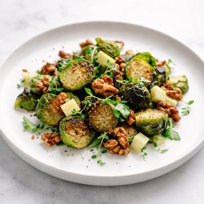 Image of Brussels Sprouts with Candied Walnuts and Green Apple