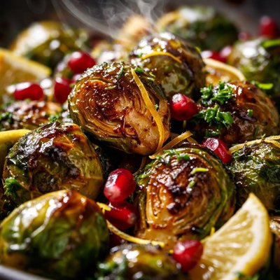 Image of Brussels Sprouts with Pomegranate Molasses and Meyer Lemon