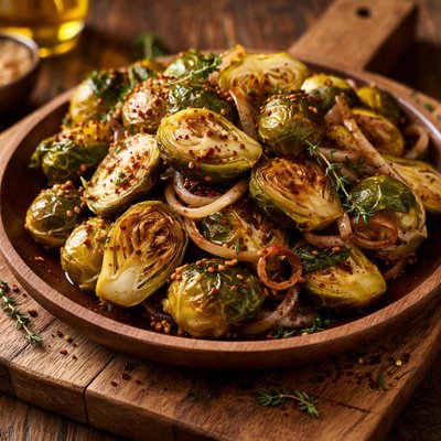 Image of Brussels Sprouts with Shallots and Mustard Seed