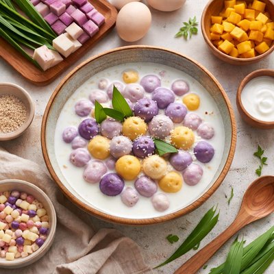 Image of Bua Loi Phuak Taro Balls in Coconut Cream