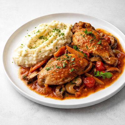 Image of Buca Di Beppo Chicken Cacciatore with Garlic Mashed Potatoes