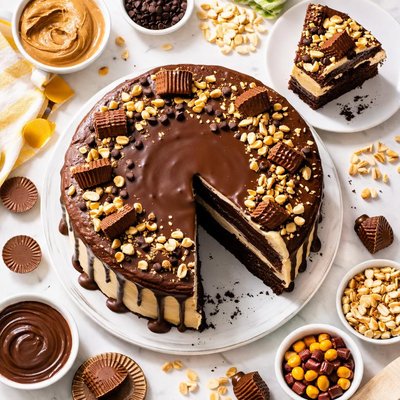 Image of Buckeye Peanut Butter Fudge Cake