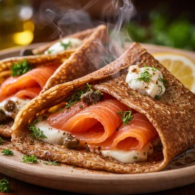 Image of Buckwheat Crepes with Smoked Salmon