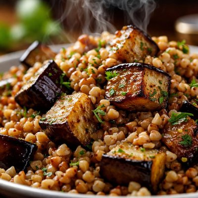 Image of Buckwheat with Roasted Eggplant Aubergine