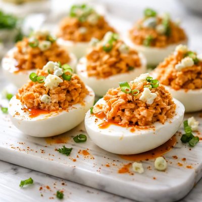 Image of Buffalo Chicken Deviled Eggs Aka Buffalo Horns