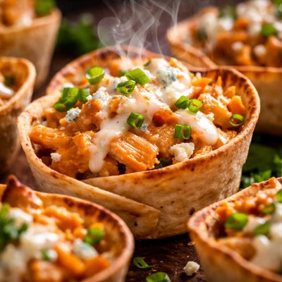 Image of Buffalo Chicken Filled Tortilla Cups