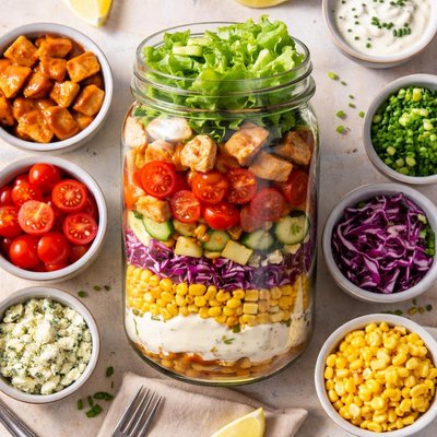 Image of Buffalo Chicken Mason Jar Salad