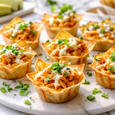 Image of Buffalo Chicken Wonton Cups