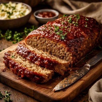 Image of Buffalo Meatloaf with Brown Sugar and Ketchup Glaze