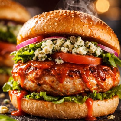 Image of Buffalo Turkey Burgers with Blue Cheese