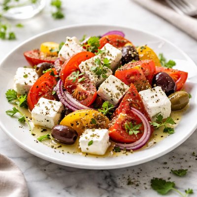 Image of Bulgarian Cheese and Tomato Salad or Hors D Oeuvres
