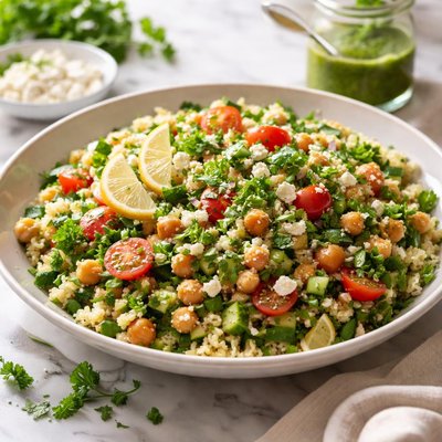 Image of Bulgur and Chickpea Salad with Parsley Dressing