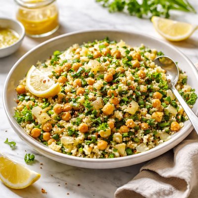 Image of Bulgur and Chickpeas with Preserved Lemon Vinaigrette