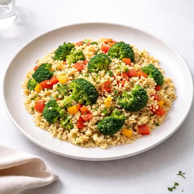 Image of Bulgur Pilaf with Broccoli and Peppers