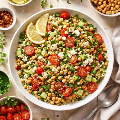 Image of Bulgur Salad with Chickpeas and Feta
