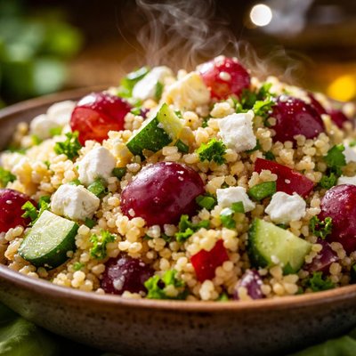 Image of Bulgur Salad with Grapes and Feta Cheese